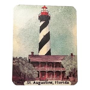 Meg St Augustine Florida Souvenir Refrigerator Magnet Black White Lighthouse Pic